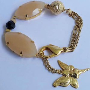 Pulseira Feminina Banhada com Chatons Resina Navete 17 x 32