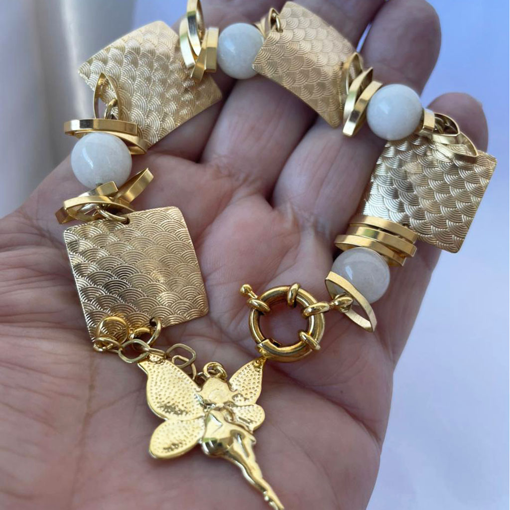 Pulseira Banhada com Pedras Naturais – Estilo e Sofisticação - Imagem 4