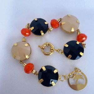 Pulseira Dourada com Chatons Coloridos – Estilo e Sofisticação