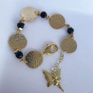 Pulseira Dourada com Resina e Pingente Fada Banhado