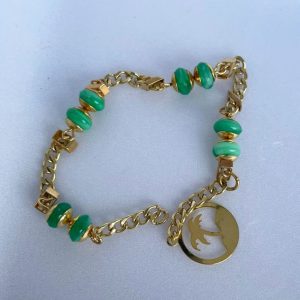 Pulseira Dourada com Bolas de Resina Colorida