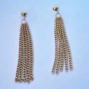Brinco feminino grande banhado com correntes