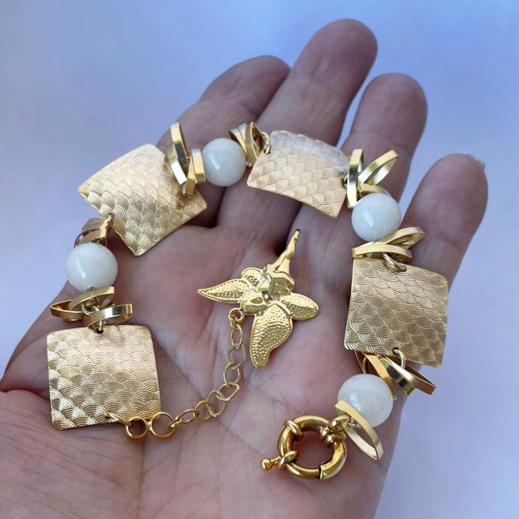 Pulseira Banhada com Pedras Naturais – Estilo e Sofisticação - Imagem 3