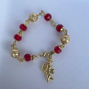 Pulseira Dourada com Bolas de Resina Colorida