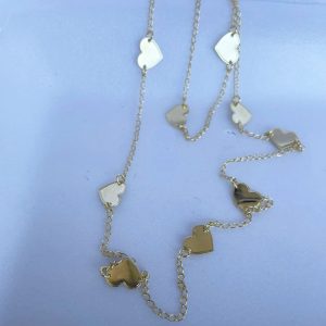 Colar Corrente Fina Banhada Corações – Elegância e Brilho