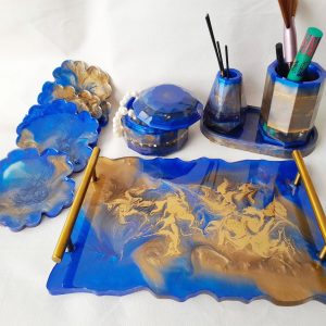 Bandeja com Porta-Copos em Resina Epóxi - Praticidade e Estilo