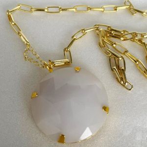 Colar Corrente Banhada com Chatons – Elegância e Brilho