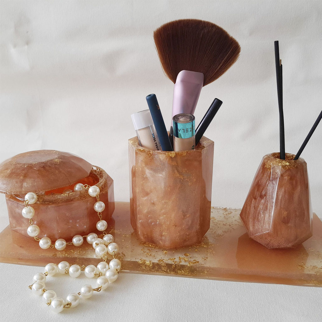 Conjunto para Banheiro em Resina Epóxi - elegância e estilo