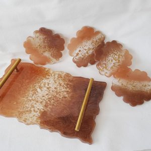 Conjunto Bandeja com Porta Copos Resina - Estilo e Elegância